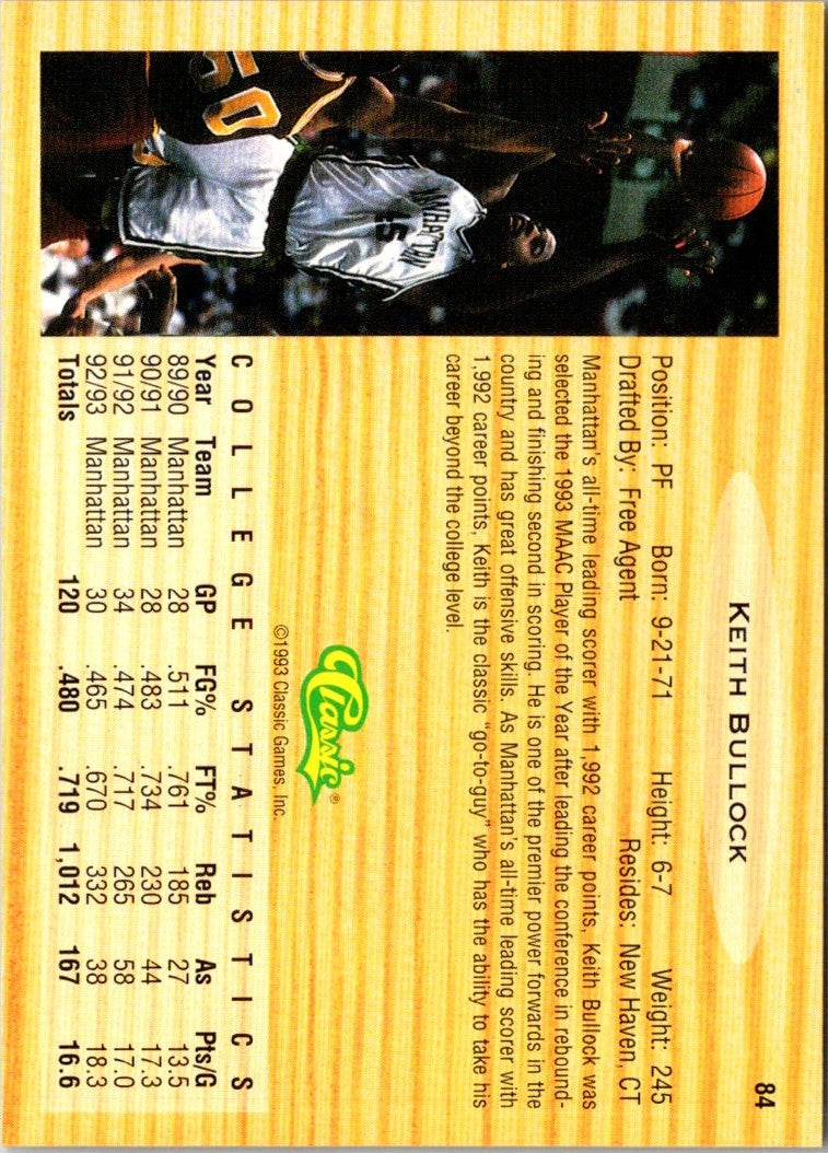 1993 Classic Draft Picks Gold Keith Bullock