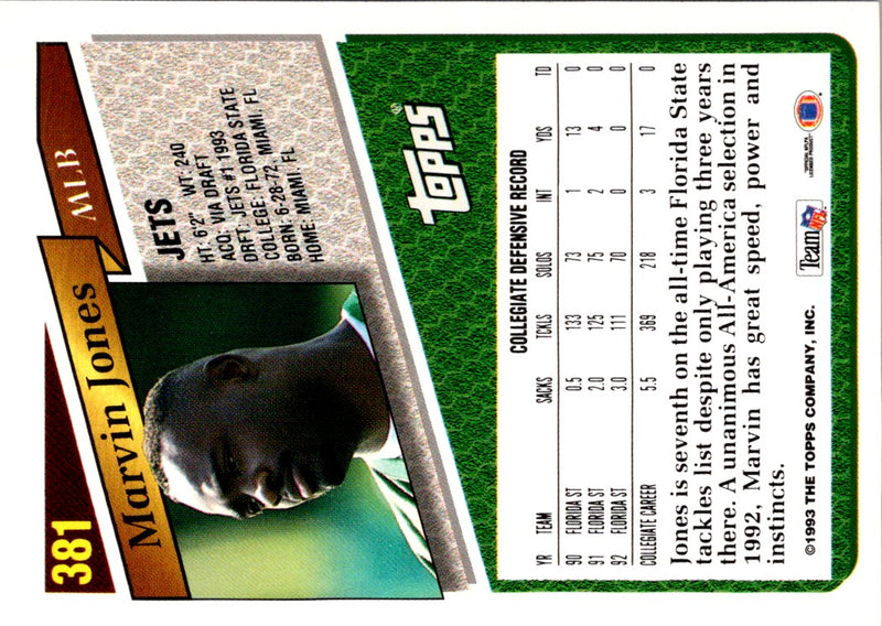 1993 Topps Marvin Jones