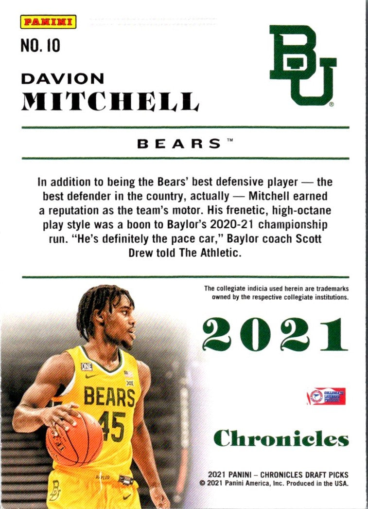 2021 Panini Chronicles Draft Picks Green Davion Mitchell