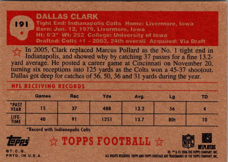 2006 Topps Heritage Dallas Clark