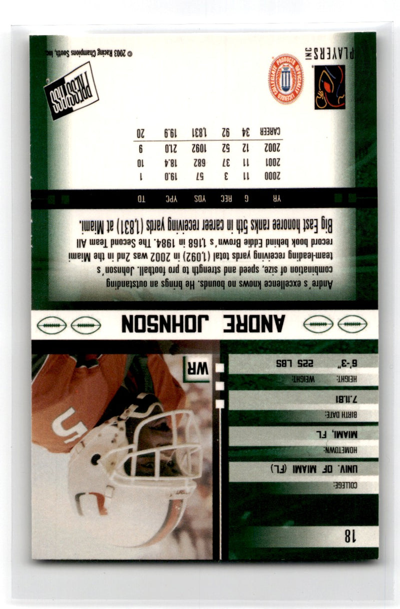 2003 Press Pass JE Andre Johnson