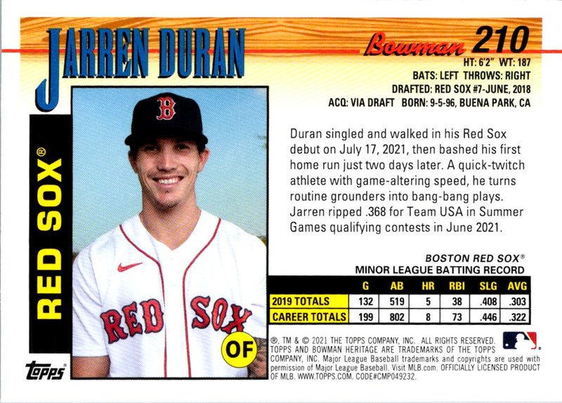 2021 Topps Jarren Duran