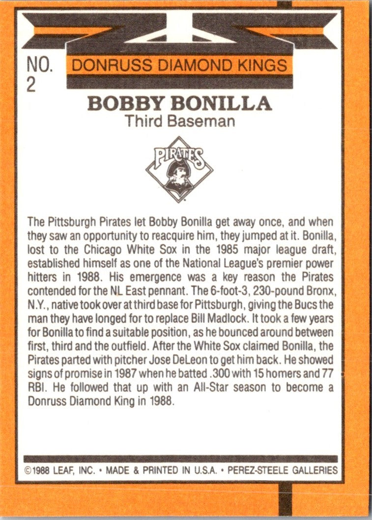1989 Donruss Super Diamond Kings Bobby Bonilla