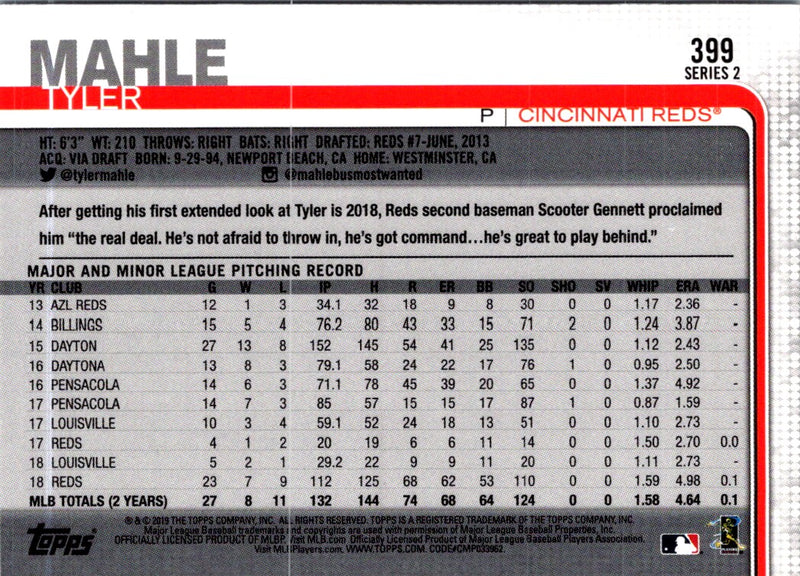 2019 Topps Tyler Mahle