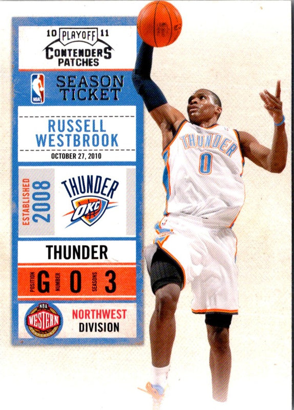 2010 Panini Prestige Prestigious Pros Materials Patches Platinum Russell Westbrook #50