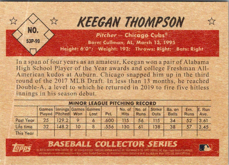 2019 Topps Keegan Thompson