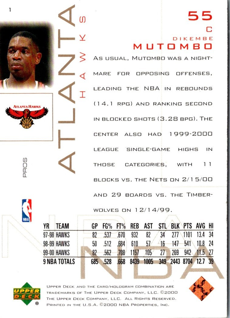 2000 Upper Deck Dikembe Mutombo