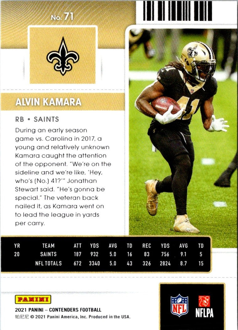 2021 Panini Contenders Alvin Kamara