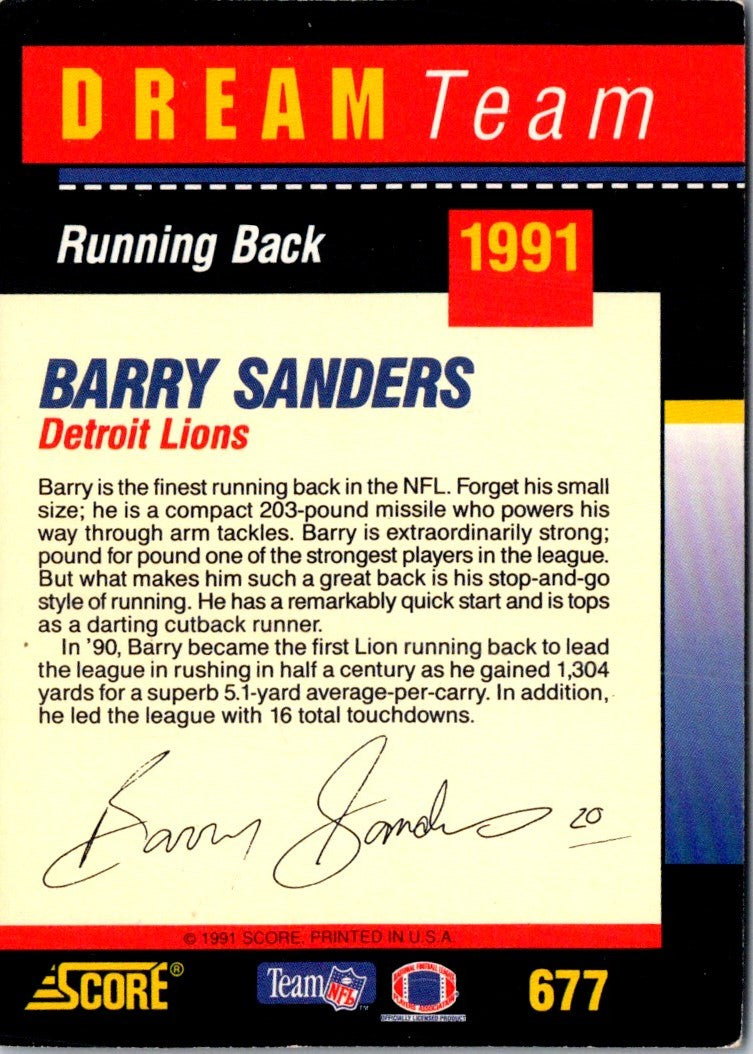 1991 Score Rookie Barry Sanders