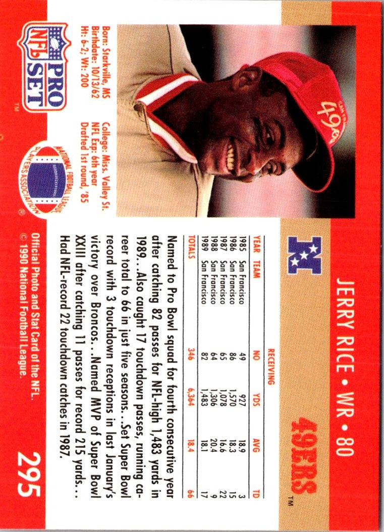 1990 Pro Set FACT Cincinnati Jerry Rice