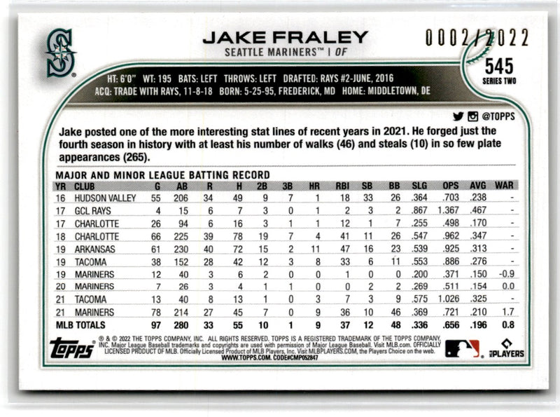 2022 Topps Gold Jake Fraley