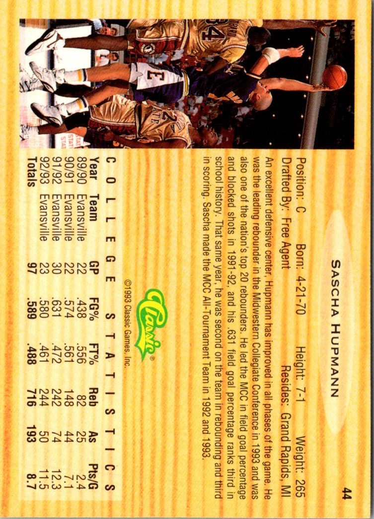 1993 Classic Draft Picks Gold Sascha Hupmann