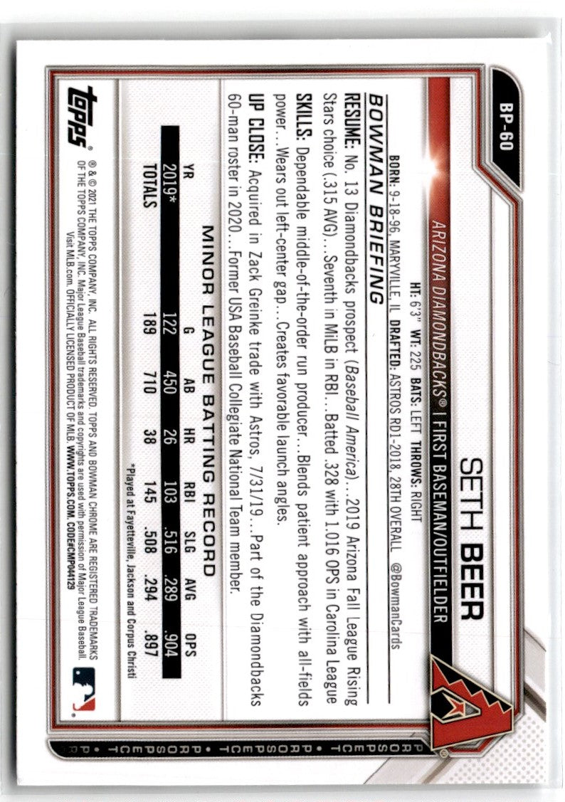 2021 Bowman Prospects Seth Beer