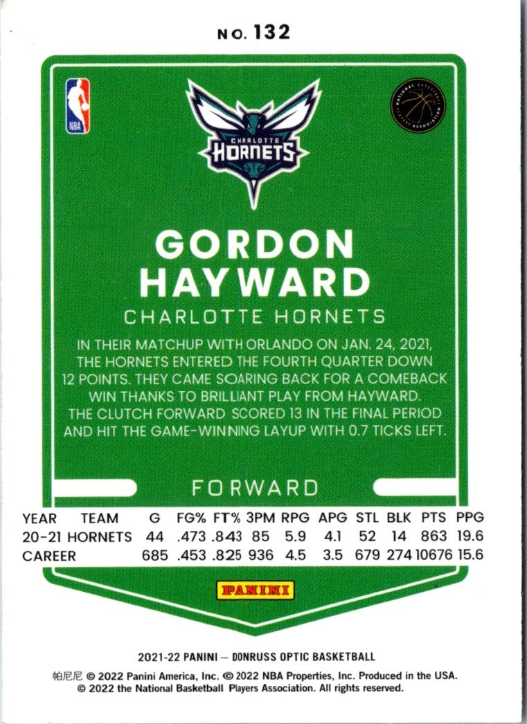 2021 Donruss Optic Gordon Hayward