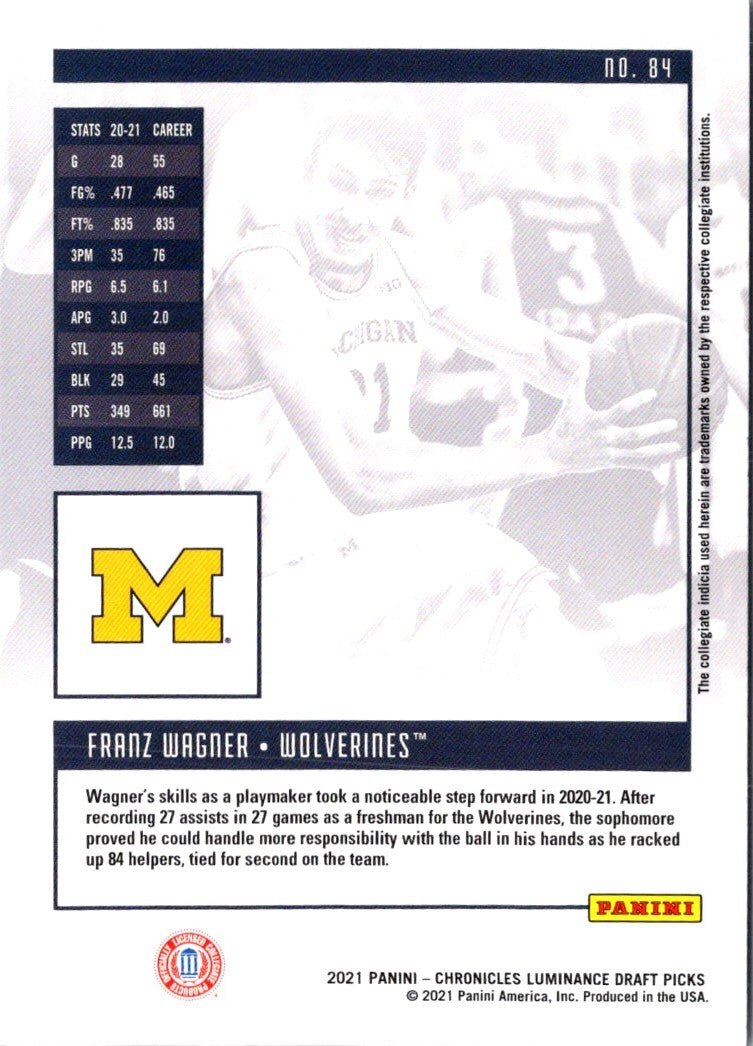 2021 Panini Chronicles Draft Picks Franz Wagner