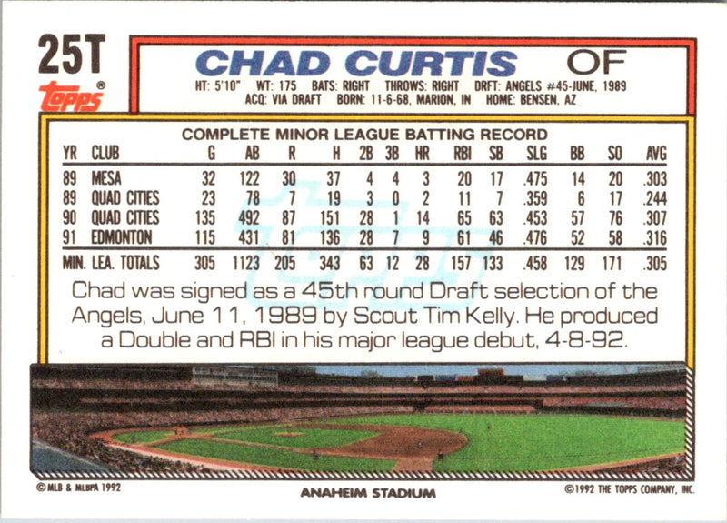 1992 Topps Traded Chad Curtis