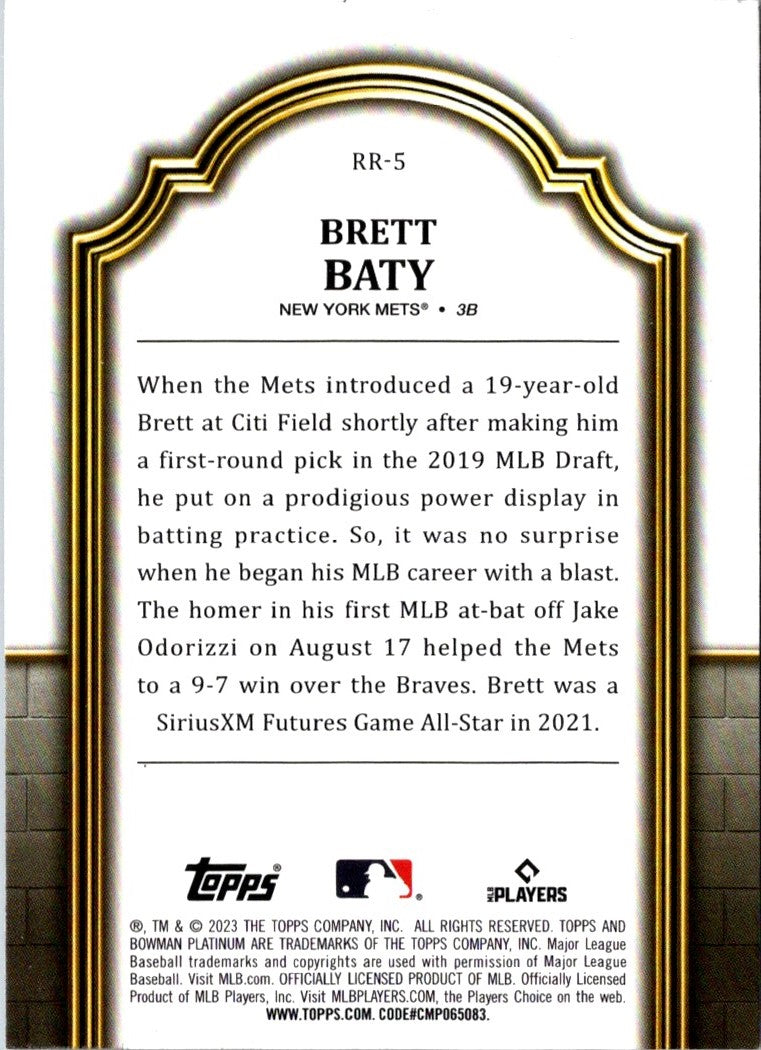 2023 Bowman Platinum Renowned Rookies Brett Baty