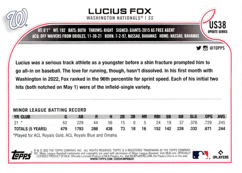 2022 Topps Update Lucius Fox