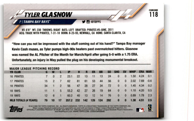 2020 Topps Chrome Tyler Glasnow