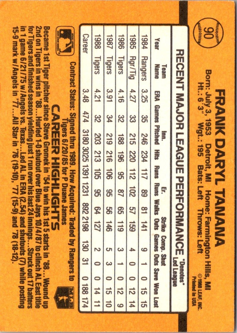 1989 Donruss Frank Tanana