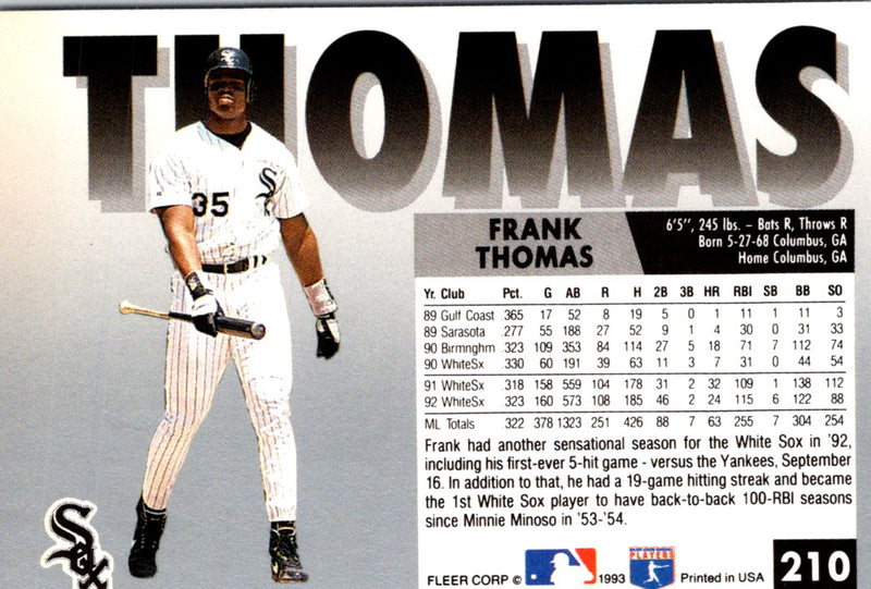 1993 Fleer Fruit of the Loom Frank Thomas