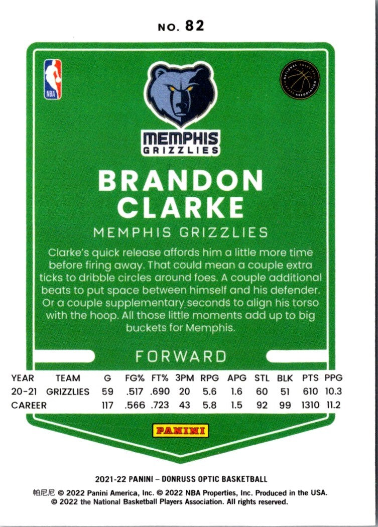 2021 Donruss Optic Blue Brandon Clarke