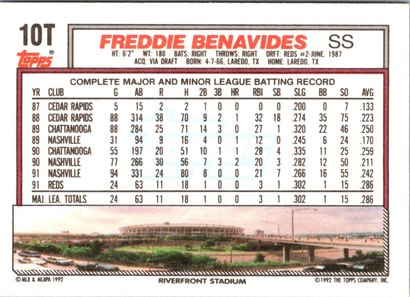 1992 Topps Traded Freddie Benavides