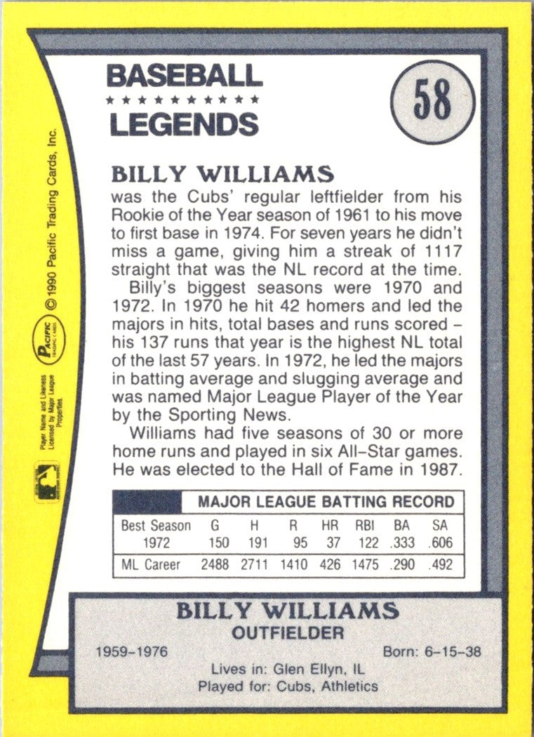 1990 Pacific Legends Billy Williams