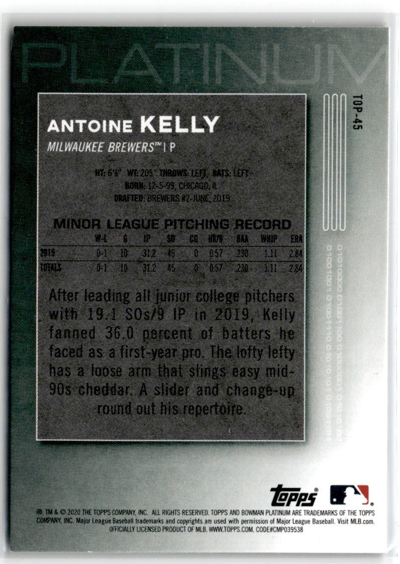 2020 Bowman Platinum Top Antoine Kelly