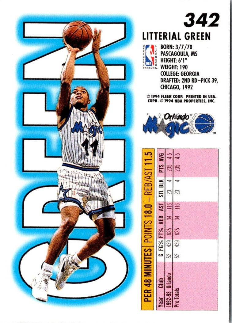 1993 Fleer Litterial Green