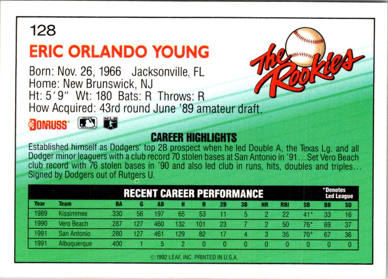 1992 Donruss The Rookies Eric Young