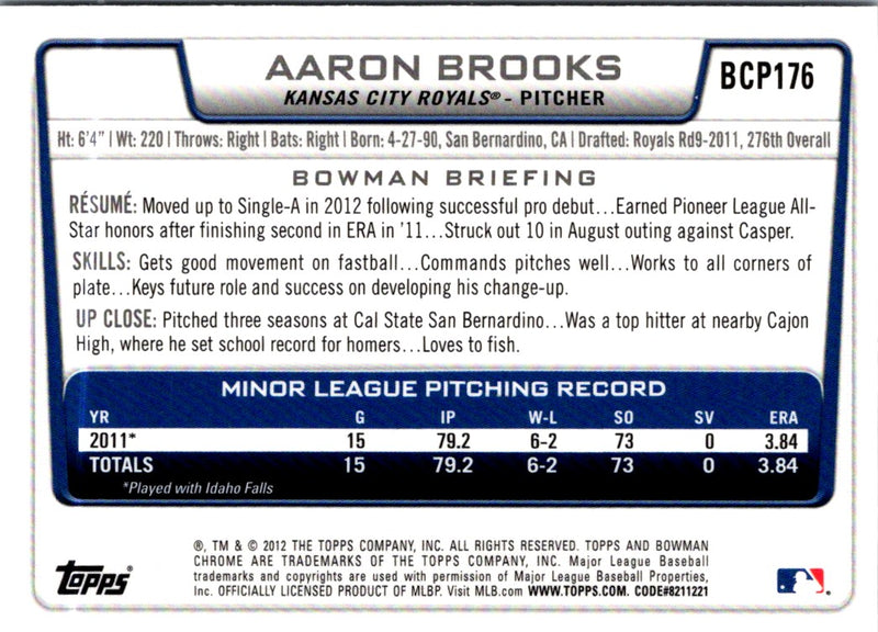 2012 Bowman Chrome Prospects Aaron Brooks