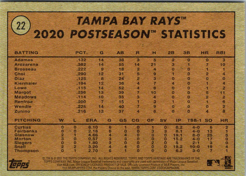 2020 Topps Now Tampa Bay Rays