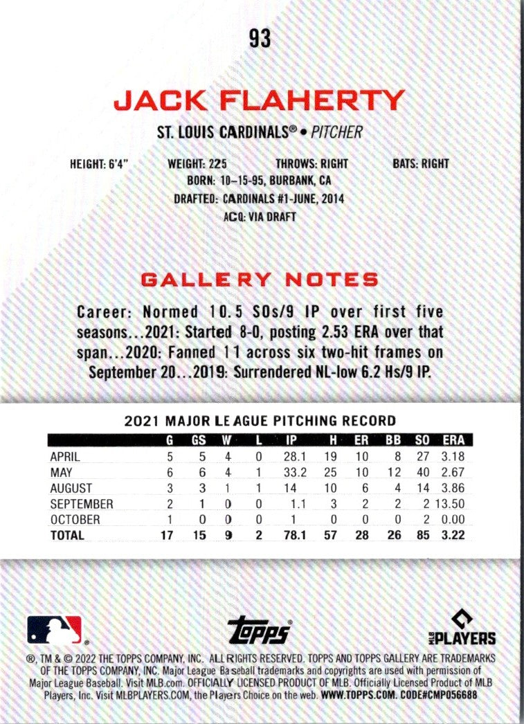 2022 Topps Gallery Jack Flaherty