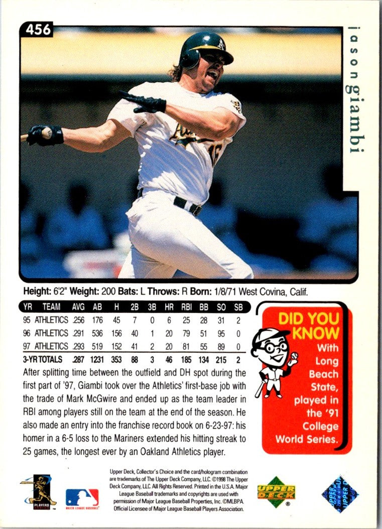 1998 Collector's Choice Jason Giambi