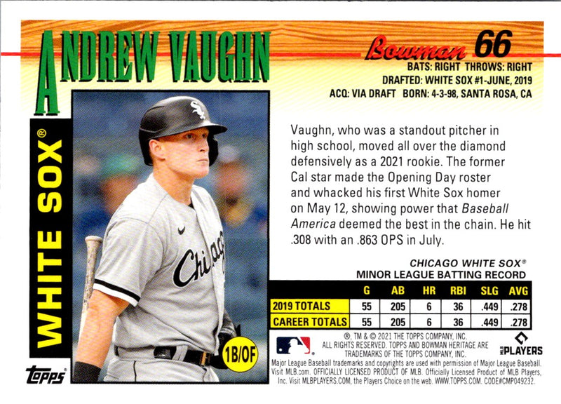 2021 Bowman Heritage Black & White Andrew Vaughn