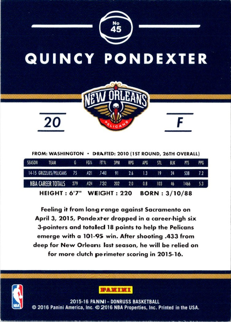 2015 Donruss Quincy Pondexter