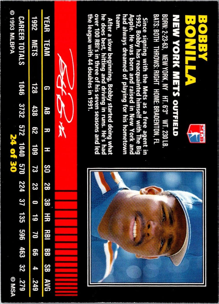 1993 Post Cereal Bobby Bonilla