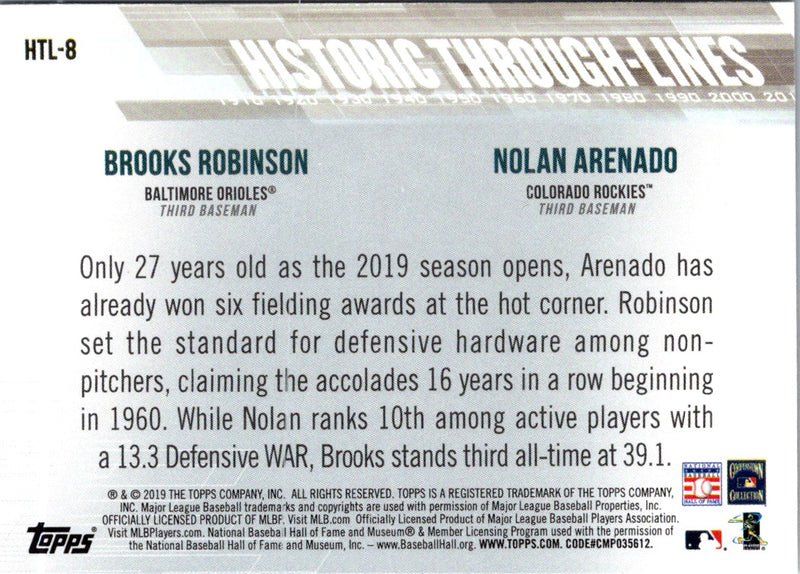 2019 Topps Historic Through-Lines Nolan Arenado/Brooks Robinson