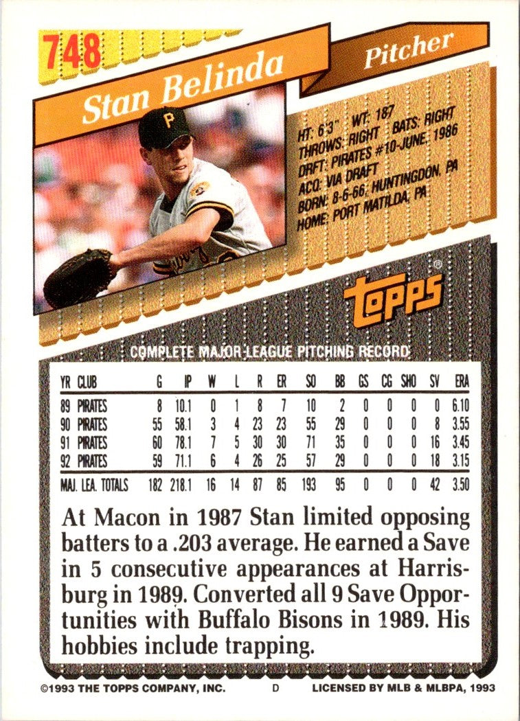 1993 Topps Stan Belinda