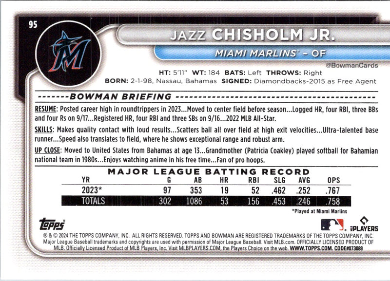 2024 Bowman Green Pattern Jazz Chisholm Jr.