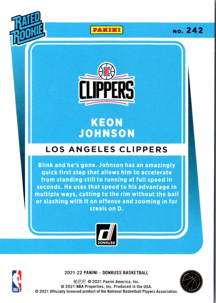 2021 Donruss Rated Rookies Keon Johnson