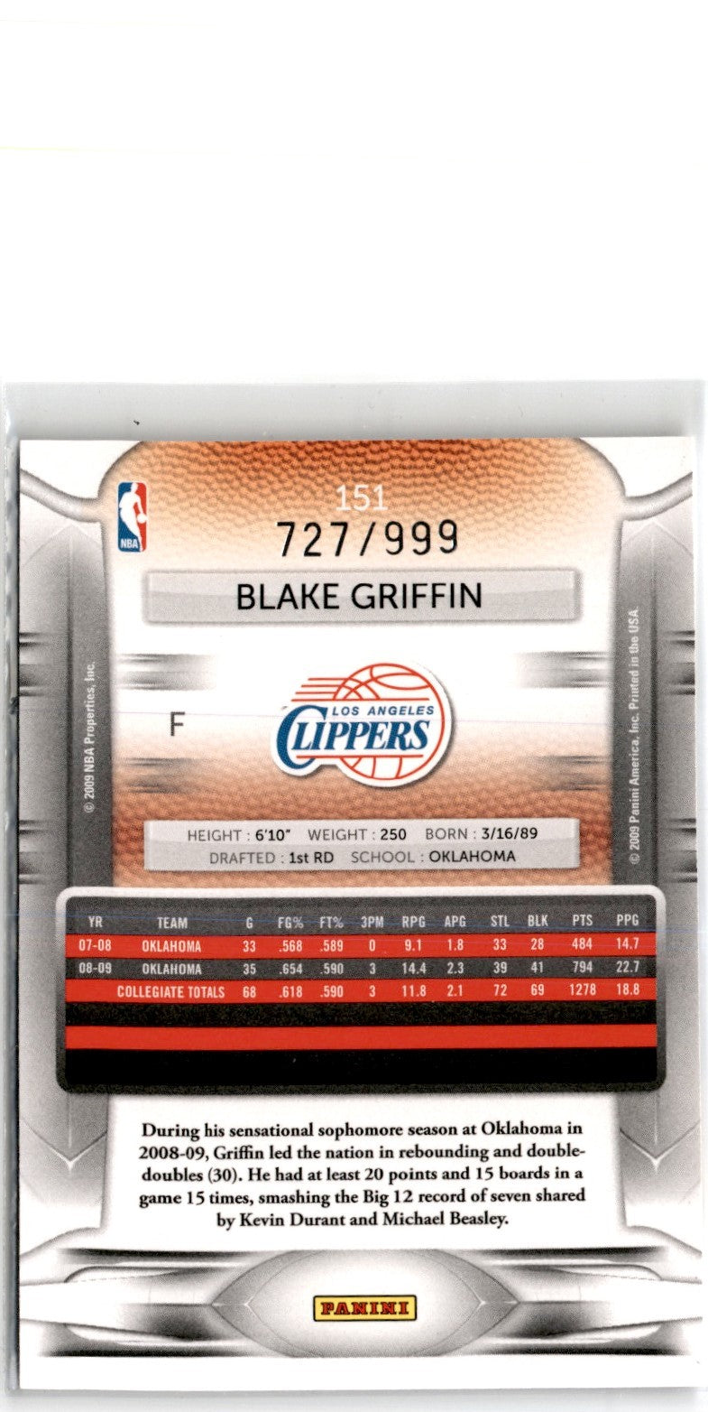 2009 Panini Prestige Draft Picks Light Blue Blake Griffin