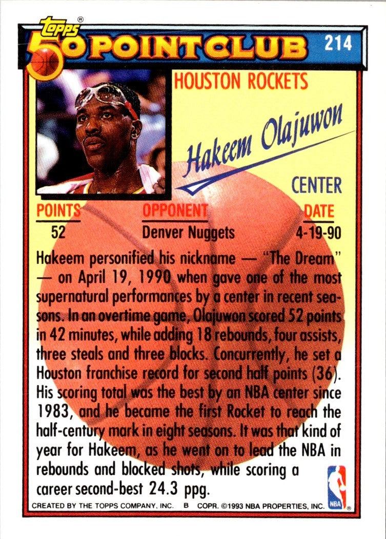 1992 Topps Gold Hakeem Olajuwon