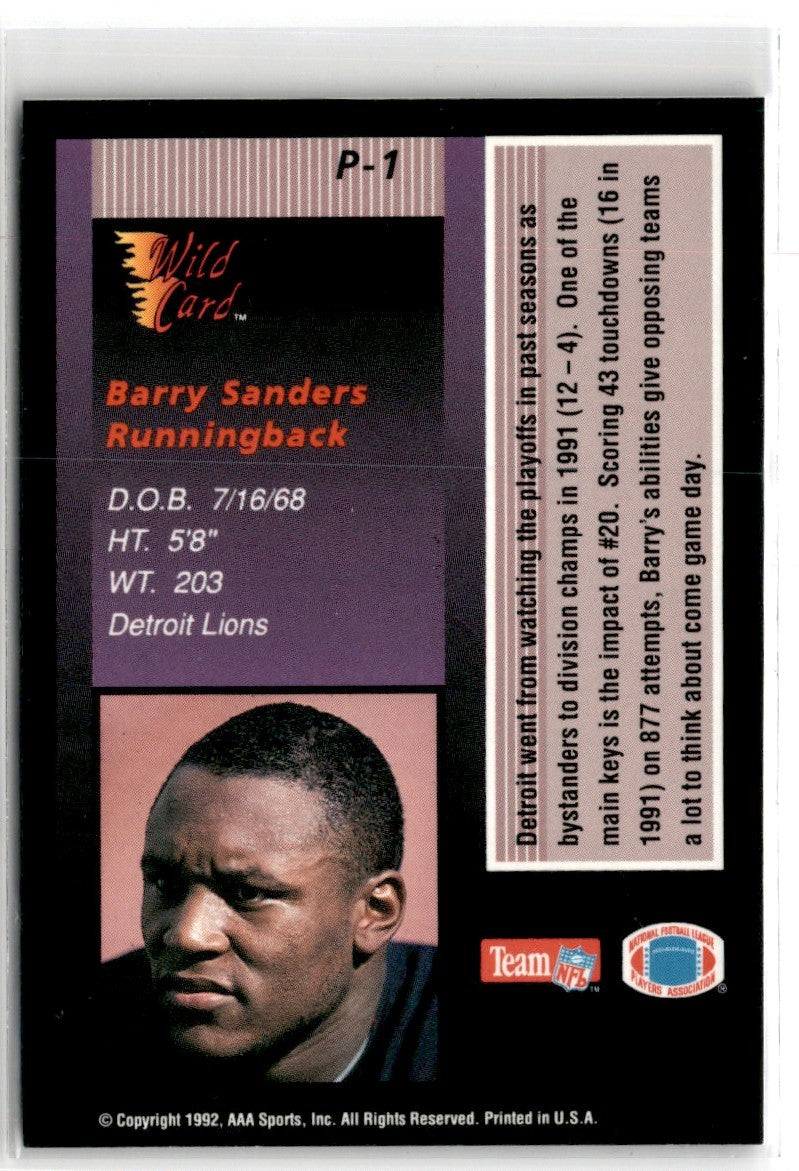 1992 Wild Card Stat Smashers Stripe Barry Sanders