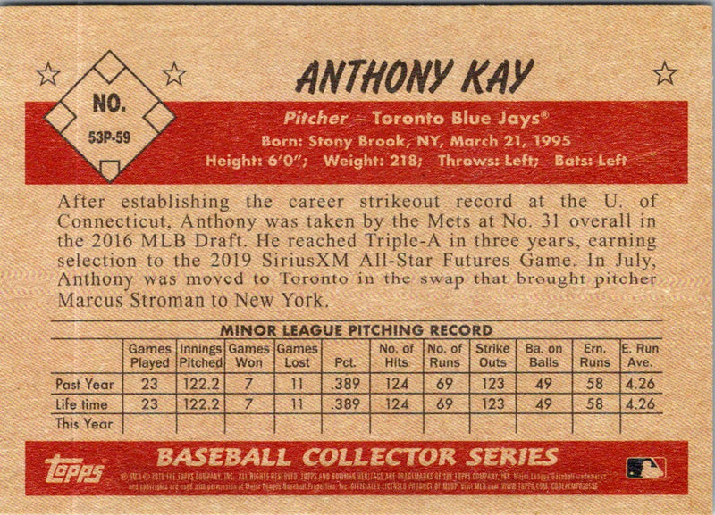 2019 Bowman Heritage Prospects Anthony Kay