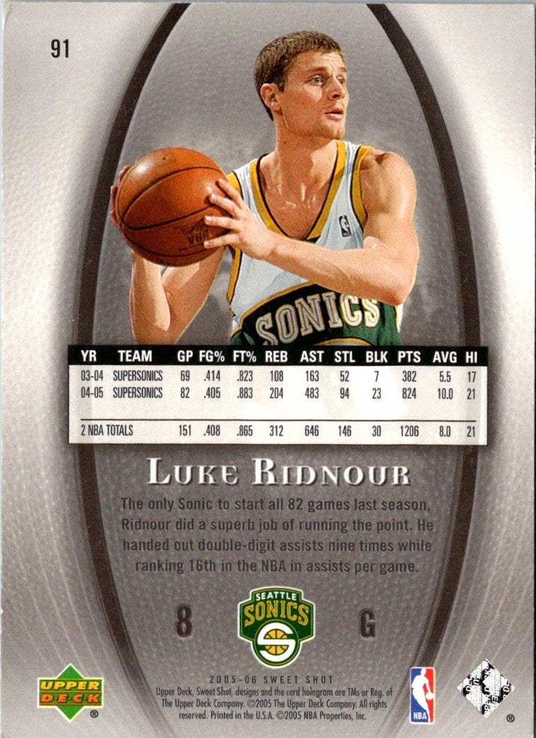 2005 Upper Deck Sweet Shot Luke Ridnour