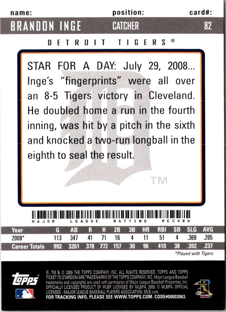 2009 Topps Ticket to Stardom Brandon Inge