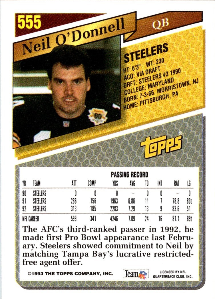 1993 Topps Neil O'Donnell