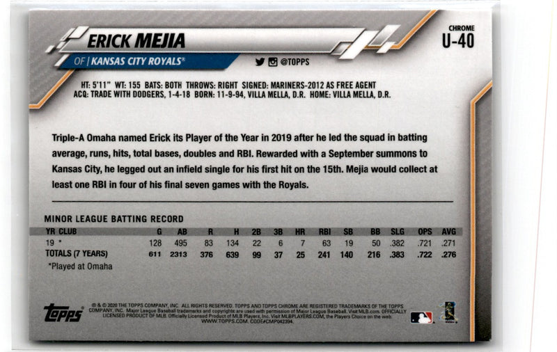 2020 Topps Chrome Update Erick Mejia